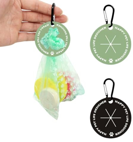KEQAR Porte-sacs à crottes pour chien, 2 pièces, support mains libres avec clip mousqueton, distributeur de sacs pour promenades avec chien, accessoires de promenade pour chien (Vert Noir)