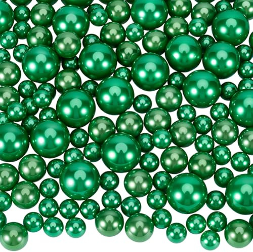 SOFPLATE 150Pcs 3 Stile Groß Vase Perlen Grün Imitation Perle Perlen St. Patrick'S Day Frühling Kunststoff Feiertags Imitationsperlen Ohne Loch Make Up Vasenfüller In Verschiedenen Größen Für Tischstr