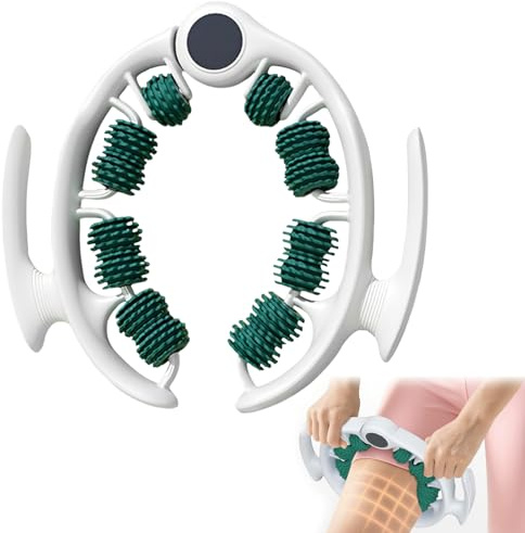 LORESJOY Cellulite Massagegerät, 360° Abdeckung Muskeltherapie Massagestab, Lipödem Massagegerät, Faszienrolle mit Griff, für Nacken, Schulter, Oberschenkel, Beine und Arme (Grün)