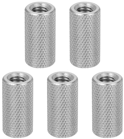 sourcing map 5 Pcs M6 Flat Knurled Thumb Nuts, 304 Stainless Steel Flat Head Diamond Knurled Through Hole Lock Adjusting Nuts Fasteners for Electronic, Machine, D10 x H20mm