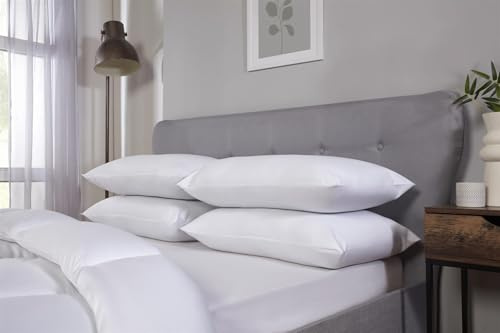 Littens Hotel Quality Anti-Allergy Pair Pillows, Luxury Microfibre, Hollowfibre, Soft Touch, Machine Washable Made In UK, 48cm x 74cm (19” x 29”)