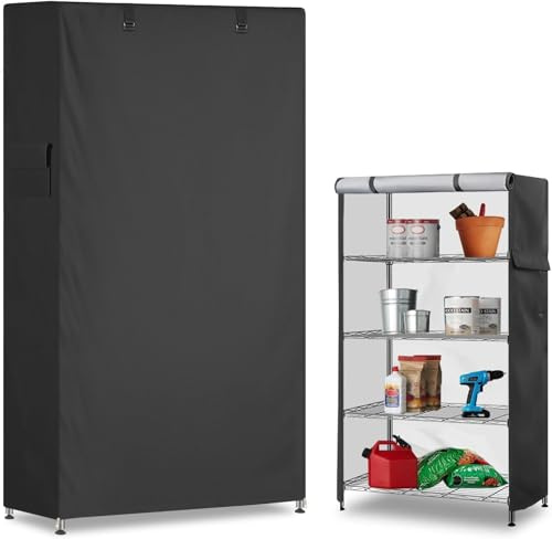 Genérico Funda Protectora 420D para Estanterías de Almacenamiento - Impermeable Antipolvo Interior/Exterior con Cremallera, Fácil Instalar, Negro