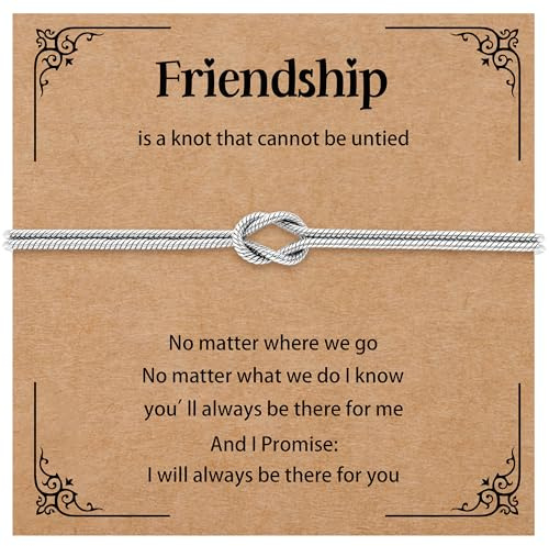 Koemore Friendship Gift Knot Bracelet for Women Best Friends Bestie Girls BFF Birthday Gift Knot Initial Jewellery Adjustable Bracelets (Friendship)