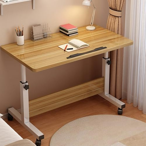 Computertisch Beistelltisch mit Rollen Höhenverstellbar, tragbarer Laptop-Schreibtisch, Schlafzimmer, Wohnzimmer, Pflegetisch, Betttisch Wohnzimmer Sofatisch(Yellow,60cm/23.6in)