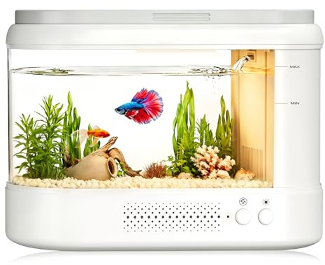 EVIEUN 3,7L Petit Aquarium Complet Blanc Aquariums en Acrylique