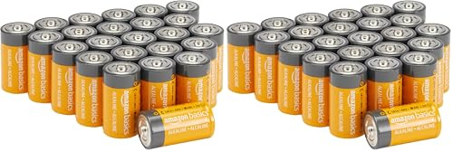 Amazon Basics - Paquete de 48 Pilas alcalinas C para Todo Uso, 1,5 voltios, Vida útil de 5 años