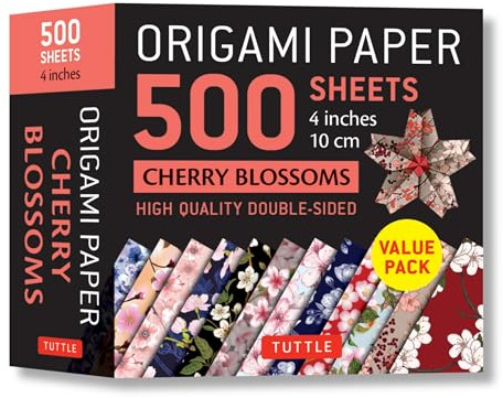 Origami Paper 500 Sheets Cherry Blossoms: High-quality Double-Sided, 4 inches 10 cm