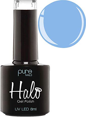 Halo Gel Polish 8ml - Powder Blue. UV/LED Gel Nail Polish, Long Lasting & Easy To Apply. Nail Art Colours For Manicure & Pedicure. Gel Polish For Professional & Home Use.