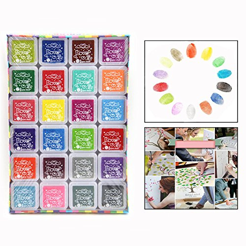 Itian 24 Farben Stempelkissen Set, Kinder Farbe Stempelkissen, DIY Fingerdruck Für Papier Handwerk Stoff, Scrapbook, Malerei Für Kinder