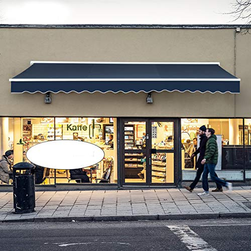 Diensweek 15'x10' Patio Awning Retractable Fully Assembled Manual Commercial Grade - Quality 100% 280G Ployester Window Door Sunshade Shelter - Deck Canopy Balcony P100 Series (15'x10', Navy Blue)