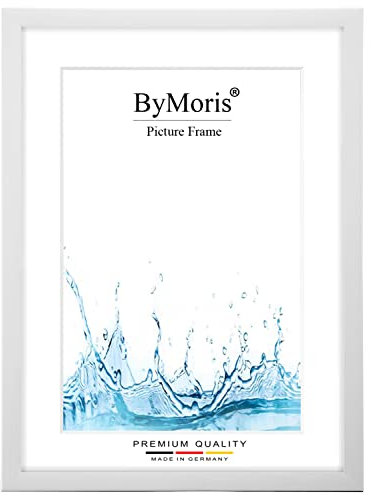 ByMoris Cornice per foto personalizzata 60 x 70 cm in Pino Bianco con vetro acrilico antiriflesso, poster puzzle ritratto cornici in legno
