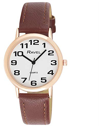 Ravel - Unisex - Armbanduhr mit großen Ziffern - Analoges Quarzwerk - R0105