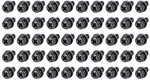 M4 x 6mm Acier au carbone Phillips Vis à tête cylindrique à boulons combinés avec rondelle à ressort et rondelles plates 50pcs