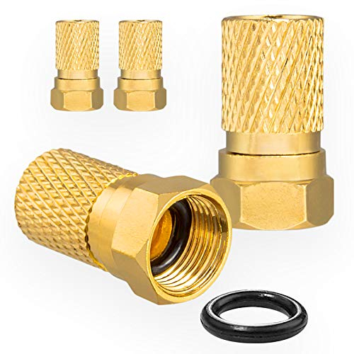 HB-DIGITAL 4X F-Stecker 8,2mm mit Gummidichtung Vergoldet für Koaxial Antennenkabel Sat Kupplung Kabel BK Anlagen Massiv HQ 4K UHD