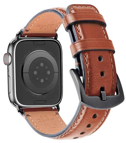Wristitani kompatibel mit Apple Watch Lederarmband 49mm 46mm 45mm 41mm 44mm 40mm 42mm 38mm Vintage Ersatzarmband für iWatch Ultra Series 10/9/8/7/6/SE/5/4/3/2/1 Premium Echte Armband für Herren Damen