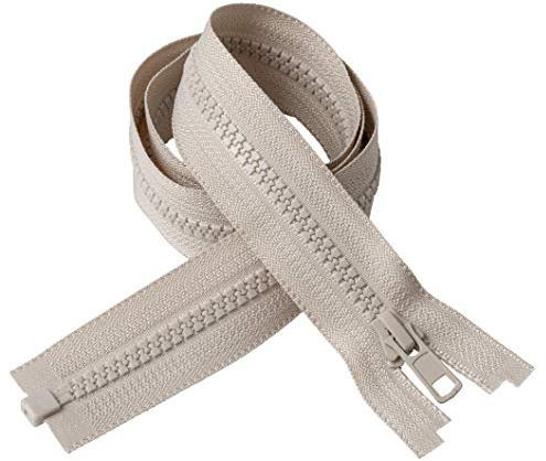 IPEA Cerniera Lampo lunga 60 cm - Colore Beige - 2 Unità - Catena Misura #5 - Cerniere Lampo Divisibili per Abbagliamento Arredamento Cucito Giacche - Zip - Larghezza 30 mm