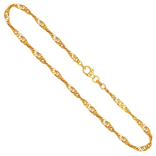 EDELIND Goldkette Damen Herren Echt Gold 2.9 mm, Singapurkette 750 aus Gelbgold, Kette Gold mit Stempel, Halskette mit Karabinerverschluss, Länge 55 cm, Gewicht ca. 9.4 g, Made in Germany