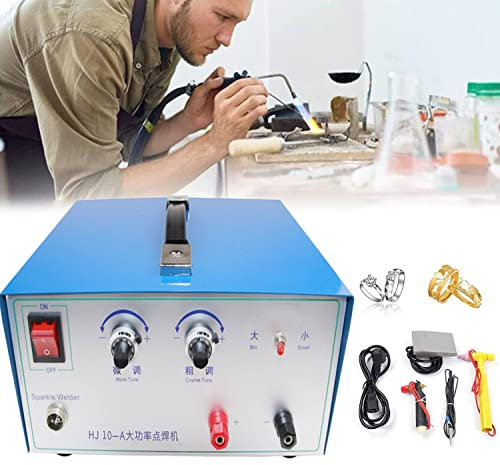 GEJLELDS Saldatrice di Gioielli Portatile Saldatrice di Platino Oro Argento Saldatrice a Punti di Gioielli Professionale Precisa con Pedale, per Saldatura di Gioielli in Acciaio Argento Oro,Blue