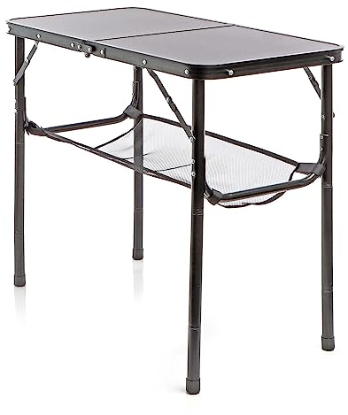 Toboli Campingtisch Schwarz 80x40cm höhenverstellbar auf 31/45/56/70 cm Aluminium Klapptisch Falttisch Outdoor klappbarer Tisch für Camping, Garten und Balkon, Camping Tisch faltbar