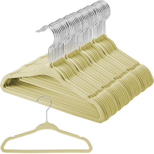 Tanlade 72 Stück Baby-Kleiderbügel aus Samt, für Neugeborene, Kinder, platzsparend, Baby-Kleiderbügel, Baby-Kleiderbügel, Kinderschrank, Kleiderbügel, Kinderzimmer, rutschfeste Filzbügel (hellgelb)