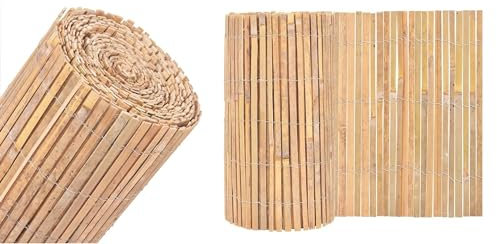 Monal Natural Bamboo Slat Garden Wooden Fenceing Panel Screen Covering for Outdoor Wind Sun Border Fence Privacy Sheild Screening Protection (1.8M x 4M)