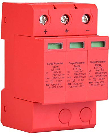 PV Surge Protection DC, 3P Surge Arrester Surge Protection Device Lightning Protection, 35 mm DIN Rail Mounting, 1000 V 20 K/40 KA (3p40ka)