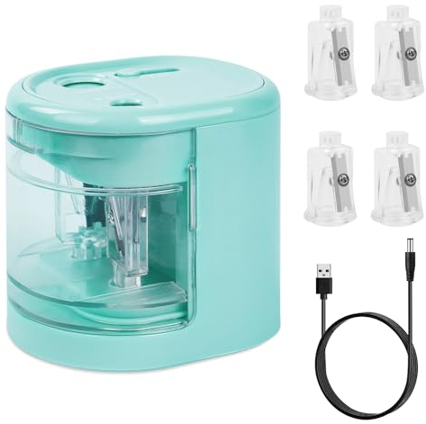 AUAUY Elektrischer Bleistiftspitzer für Kinder, Batterie und USB Zwei Mode, Doppelloch Elektrischer Universal Anspitzer Spitzmaschine Elektrisch für Alle Dicke Dünne Stifte Buntstifte Eyeliner