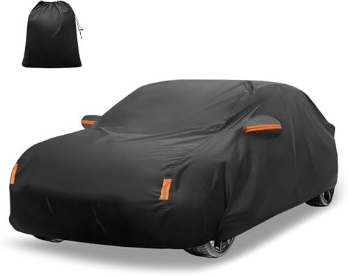X AUTOHAUX Premium Car Cover for Tesla Model 3 (2017-2025) - Waterproof, Windproof, and All-Weather Protection with Door Zipper, 210D-PU Material
