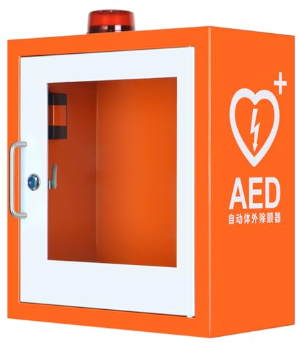 AED-Schrank, Wandmontage-Aufbewahrungsbox mit Alarmsystem und Doppelschaltersteuerung, verstellbare Trennwand, Platz für eine Vielzahl von AED-Modellen, für Zuhause, Klinik, Büro, Hotel