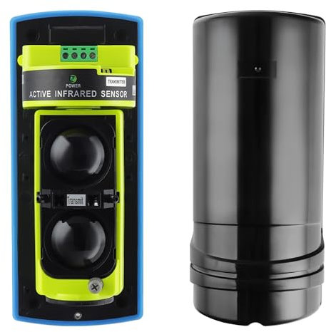 Cuteefun Infrared Dual Beam Sensor Detector, 100 Meters Detect Distance, with Tamper Alert, IP66 Waterproof, Wired Active Infrared Intrusion Detector Outdoor Wall Barrier for Burglar Alarm System