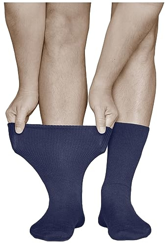 vitsocks Calzini Diabetici Extra Larghi senza Elastico Uomo (3 PAIA) Calze Sanitarie non Stringono Cotone Piedi Gonfi