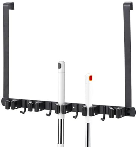 Mopphalter zur Wandmontage, Besenhalter zur Wandmontage, Mopp-Wandhalter, Türmontage-Besenaufbewahrungs-Organizer, Metall-Organizer über der Tür, Mopp-Besen-Bürsten-Organizer, Besen-Aufbewahrungslösun