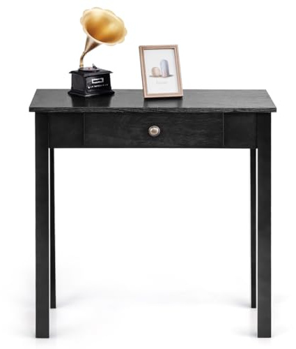 LIFEZEAL Table Console, Meuble d'Entrée, Table d'Entrée, avec 1 Tiroir, Pieds en Bois Massif, Peu Encombrante, Moderne, pour Salon, Hall d'Entrée, Couloir, 71x30x71 cm (Noir)