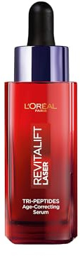 L'Oréal Paris Revitalift Laser Tri-Peptides Age-Correcting Serum, Clinically Proven, Firms, Plumps and Evens the Skin, Formulated with Peptides, Hyaluronic Acid, and Vitamin C, 30ml