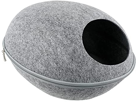 BAOFUYA Filz-Katzenbett, Rundes Filz-Katzenhöhlenbett, Warmes Katzenunterschlupf, Winterhaus, Zeltbett für Haustiere, Katzen, Kätzchen (hellgrau)