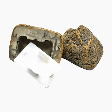 Cachez une clé à l'extérieur dans un faux rocher, ressemble à de la vraie pierre/pierre, cache clé rock, géocaching (jaune, 1 pièce)