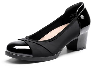 DREAM PAIRS Women's Pumps Low Chunky Block Closed Toe Shoes Work Comfortable Heels Round Toe Dress,Size 9,Black,DWUMPU2507