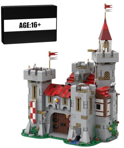 BlocteckToy MOC Klemmbausteine Mittelalterliche Riverside Königliche Ritterburg Modell, 2580 Teile Architecture Burg Gebäude Set, MOC-176629