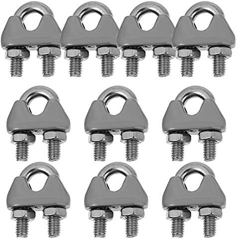 JECOMPRIS 10piezas Abrazaderas De Cable De Acero Inoxidable Pack De Clips Para Cuerdas y Tensores Accesorios Para Rigging y Fijación De Cables Resistentes y Anticorrosivos