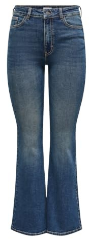 JdY Kathy Hw Jean évasé DNM, Bleu foncé Denim, L / 32L