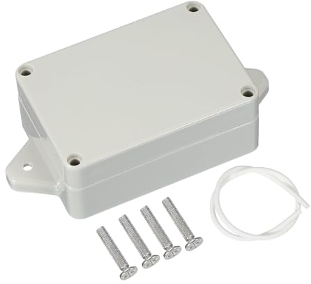 PATIKIL 83x58x33mm Junction Box, Electrical Enclosure Box ABS Plastic Waterproof Outlet Plug Cover Cord Protector with Mounting Plate for Outdoor Indoor, White/Grey