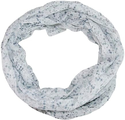 beybey® feiner Damen Loop Schal aus Seide und Viskose mit Blümchen Muster - Frühlingserwachen und die Brise des Lebens. (grau)