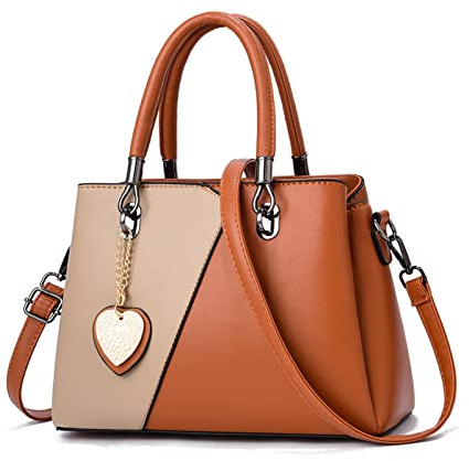 NICOLE & DORIS Henkeltasche Damen Designer Handtasche Patchwork Umhängetasche PU Leder Schultertaschen Crossbody Bag Mädchen Kuriertaschen mit Anhänger