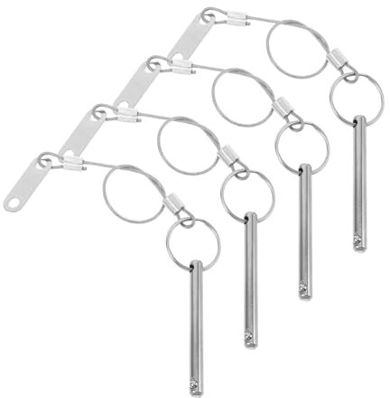JUMPLAWN 4piezas Pasadores Rápidos De Liberación Acero Carbono con Anillo De Seguridad Pasadores Marinos con Resorte Automático para Equipos De Vehículos y Bimini Tops