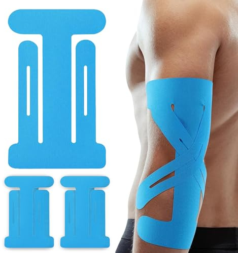 XFSRG 12 Pièces Tape Kinesiologie Coudes Prédécoupées Physiques Bande Élastiques et Imperméables Kinésiologies pour le Sport(Bleu)