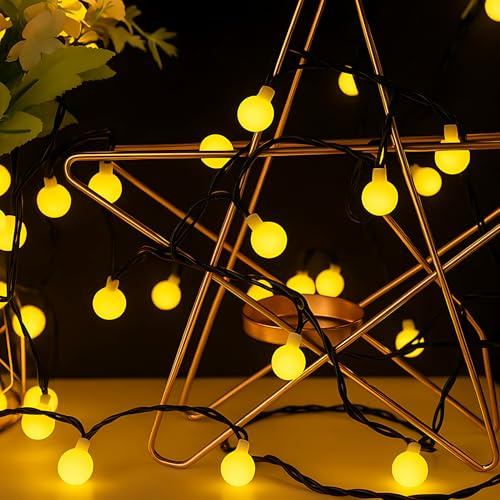 Lumiled Solar Lichterkette Außen milchig Globe 16m 100x LED Mattweiß Kugeln Solarlichterkette Warmweiß 2700K Aussen Wasserdicht IP44 Solarlampe für Garten Terrasse Balkon Outdoor Weihnachten Deko