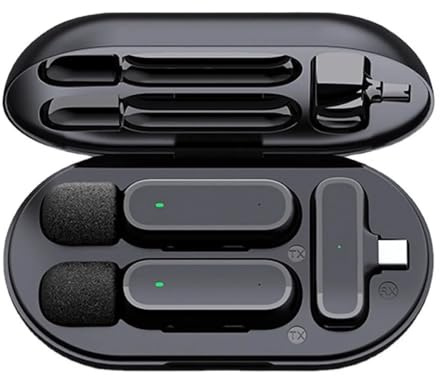 JQVDE Wireless HD Radio Live Microphone Noise Cancel Dual Mic 20 Meters Fit For Mobile Phone Tiktok Short Video Recording(Dual IOS)