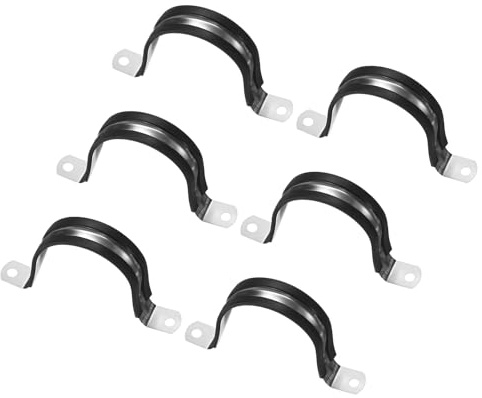 M METERXITY 6-Pack Cable Clamps, 2-1/2 Inch/ 63 mm 304 Stainless Steel Rubber Cushioned Insulated Cable Clamp U Shape Metal Holder for Tube/Wire/Pipe/Loop Installation