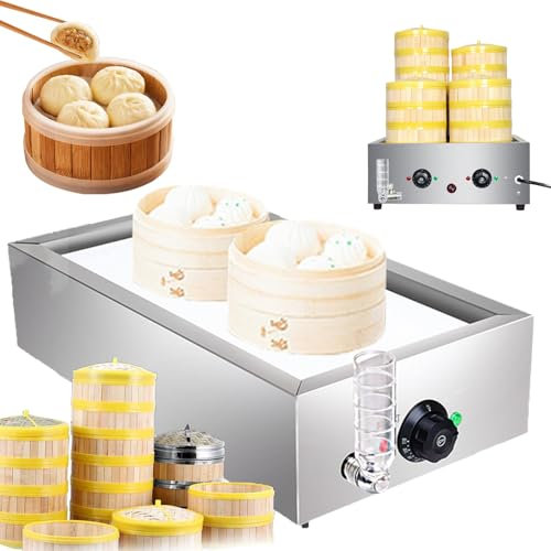Máquina calentadora al vapor, vaporizador comercial de alimentos con alarma antisecado, control eléctrico de temperatura de 30 a 110 °C, ideal para bufés domésticos y tiendas