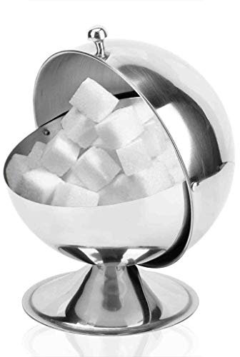 YIZITU Azucarero con tarro base, cuenco de acero inoxidable para condimentos, contenedor de condimentos, olla de almacenamiento, azucarero de vidrio con tapa
